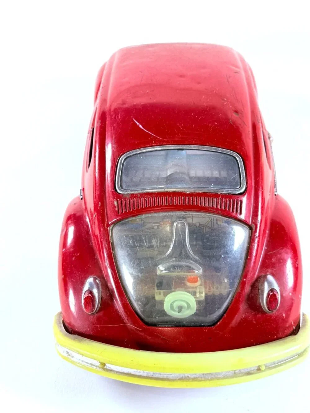 Vintage Bandai VW Volkswagen Beetle Tin Battery Operated Toy Car Japan Damaged
